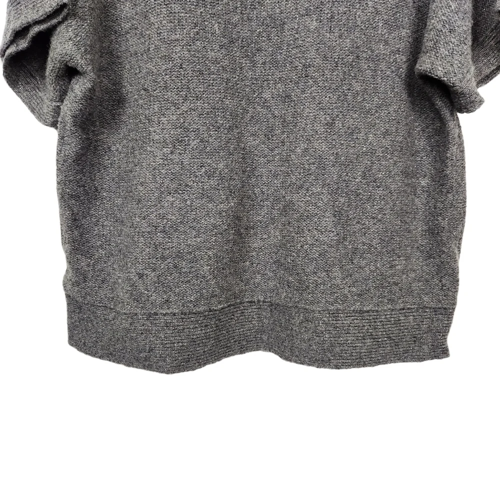 J. Crew Merino Wool Sweater Gray Silver Metallic V-Neck layering Women's Size XS